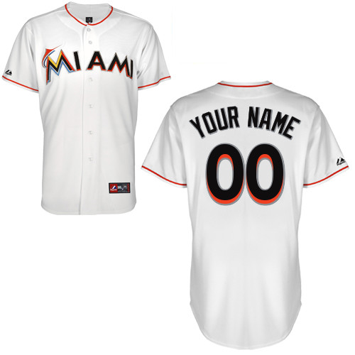 Customized Youth MLB jersey-Miami Marlins Authentic Home White Cool Base Baseball Jersey